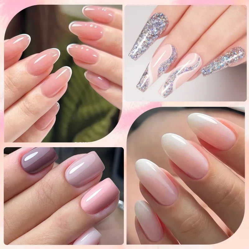 LILYCUTE 6Pcs 7ML Gel DIY Nails Polish Set Bright Pink Nail Charms Soak Off UV LED Gel Varnish Nail Art Design Accessories