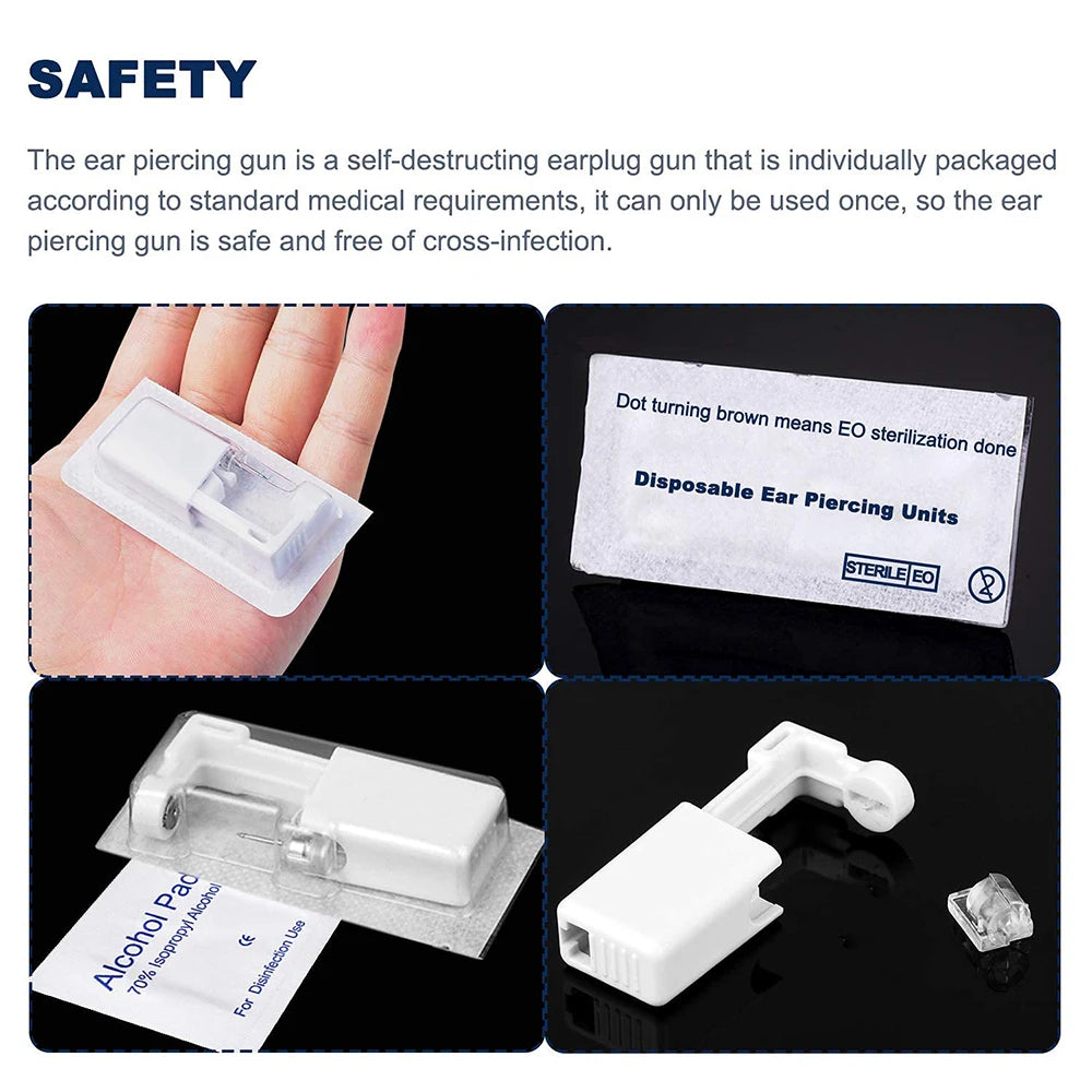 1-20Pcs/set Ear Piercing Gun Disposable Disinfect Safety Earring Piercer Kit Studs Nose Ring Piercing Machine Body Jewelry Tool