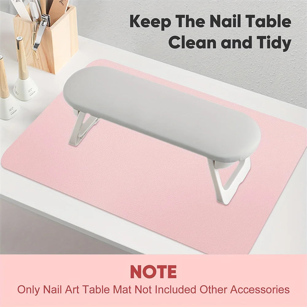 Nail Art Table Mat Foldable Hand Rest Pad For Nail Armrest Cushion Waterproof Scratch Dirt Resistant Leather Studio Desk Mat