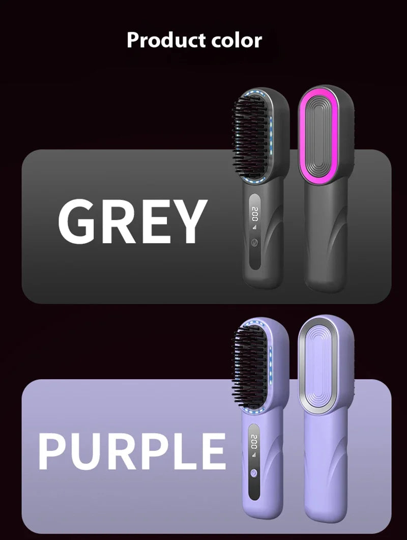 Wireless Straight Curling Hair Comb Heating Negative Ion Hair Straightener Rechargeable Anti-scalding Electric Hair Care Brushes
